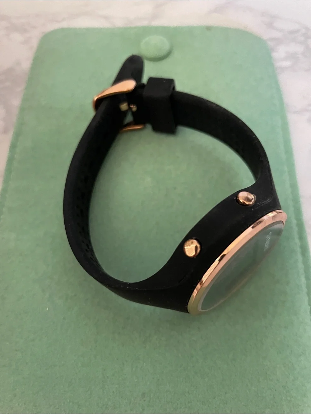 Rose Gold Bezel and Black Digital Fitness Watch